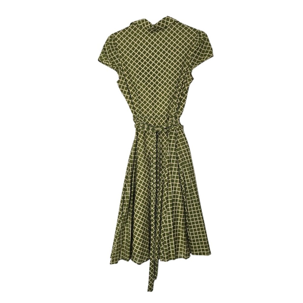 Donna Ricco  Olive Grid Wrap Dress - Picture 4 of 6